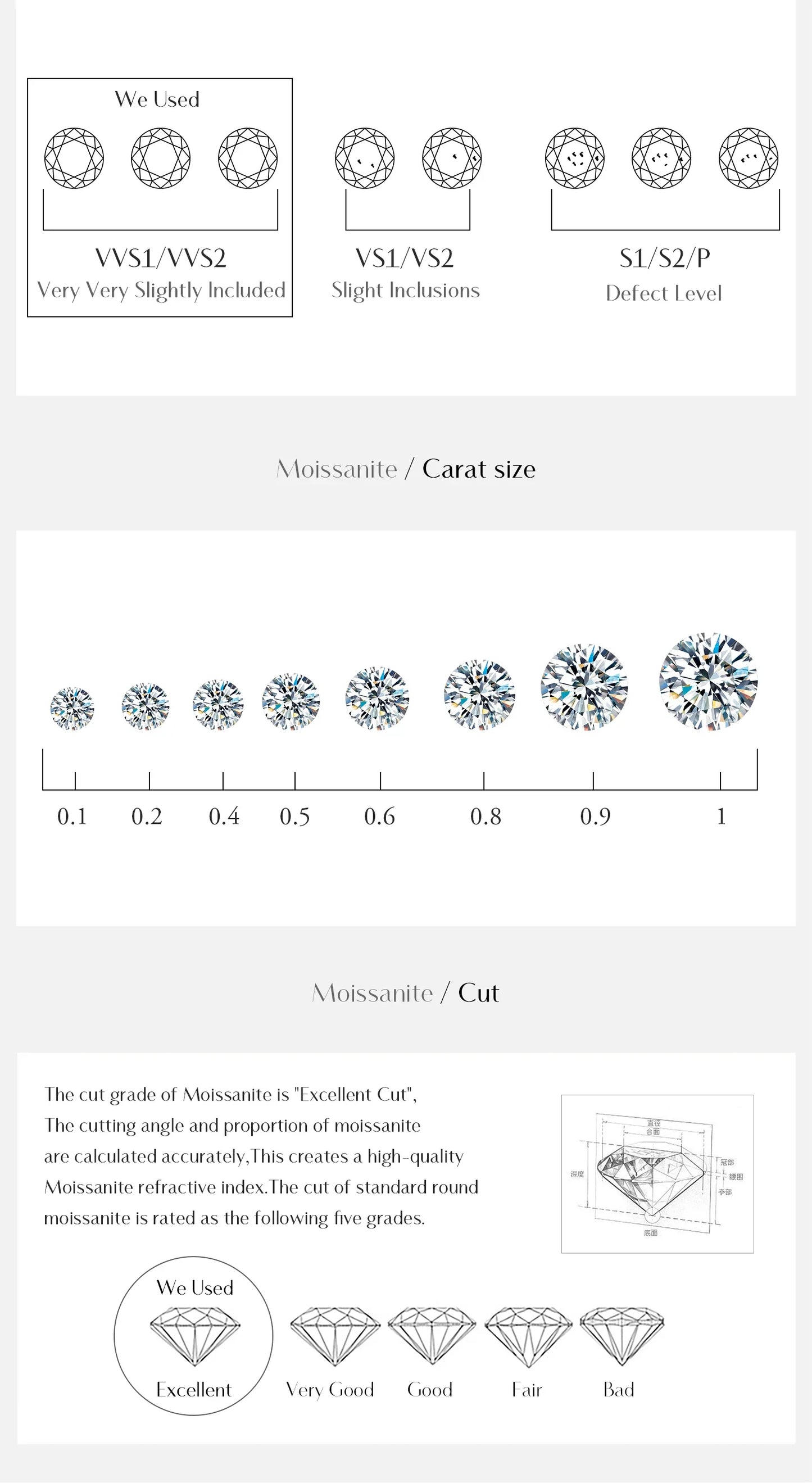 MODIAN D Color Moissanite Stud Earrings Round Cut Lab Created Diamond 925 Sterling Silver Silver Bridal Jewelry For Women Gifts