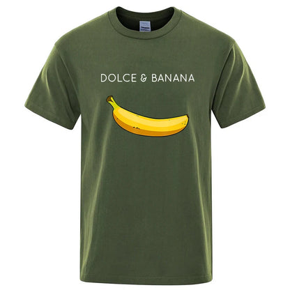 Summer Men's T-shirt High Quality 100%Cotton Funny Banana Printing Loose O-neck Men Short Sleeve Casual For Male T-shirt Top Tee