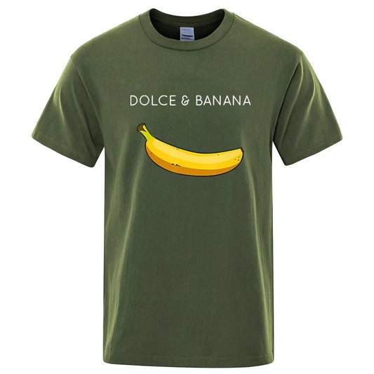Summer Men's T-shirt High Quality 100%Cotton Funny Banana Printing Loose O-neck Men Short Sleeve Casual For Male T-shirt Top Tee