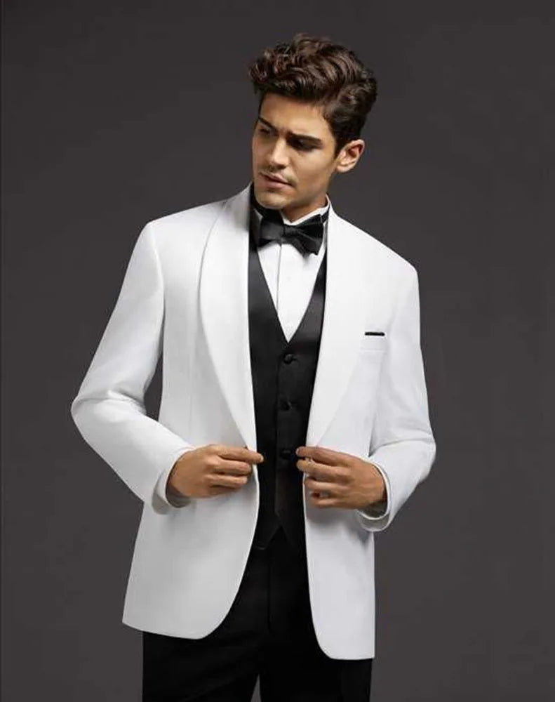 Tuxedo for Mens: Fit Men's 3 Pieces Wedding Suits Shawl Lapel One Button Blazer Dinner