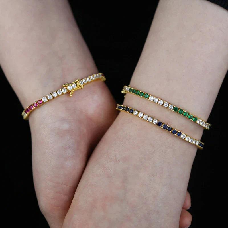 Sdzstone NEW Arrived Fashion Women Jewelry Gold Color High Quality 5A Cubic Zirconia Colorful CZ Tennis Chain Bracelet