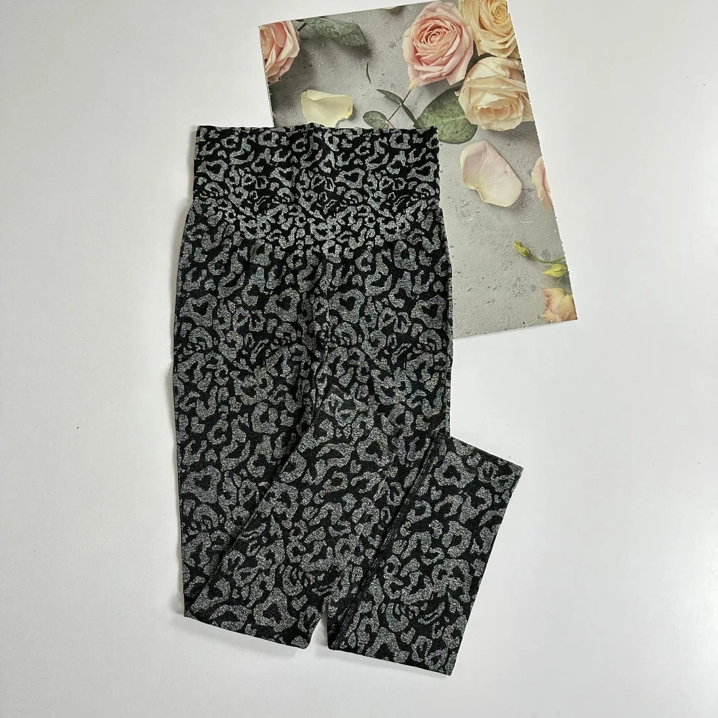 High Waist Leopard Yoga Pant Seamless Leggings Solid Scrunch Butt Lifting Booty