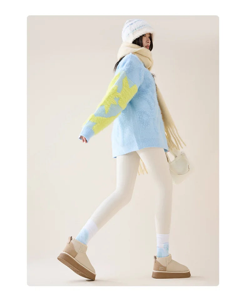 Autumn Winter High Waist Fleece Sharkskin Leggings Women Seamless