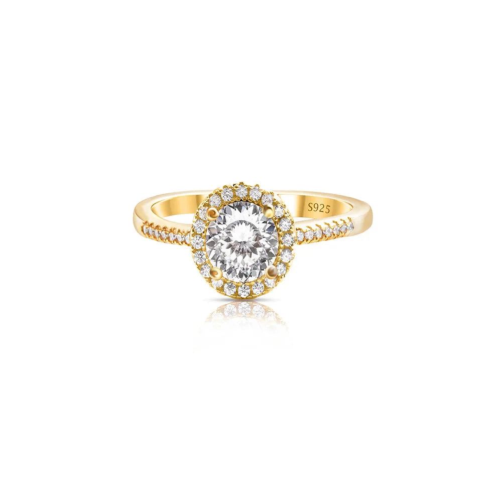 1 Carat Moissanite Ring For Women Solid 925 Silver 18k gold yellow Plated Luxury Wedding Female Jewelry With Certificate Gift