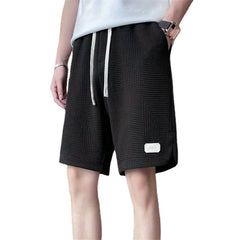 Shorts Men'S Casual Jogging Sport Short Pants Wave Pattern Solid Male Drawstring