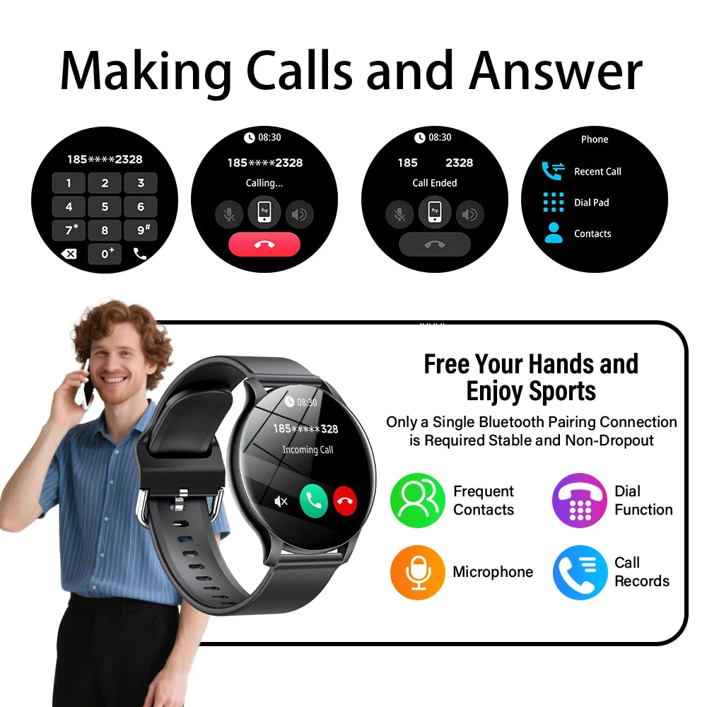 LAXASFIT 2025 New Smart Watch 1.52inch HD Full Touch Scree Bluetooth Dial and Answer Smartwatch Men and Women Christmas Gifts