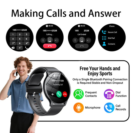 LAXASFIT 2025 New Smart Watch 1.52inch HD Full Touch Scree Bluetooth Dial and Answer Smartwatch Men and Women Christmas Gifts