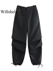 Women Fashion Parachute Cargo Pants Vintage Jogging Trousers