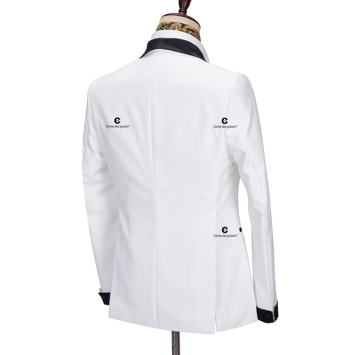 Tuxedo for Mens: Men's Suit For Wedding Grooms White Tuxedo Black Shawl Lapel