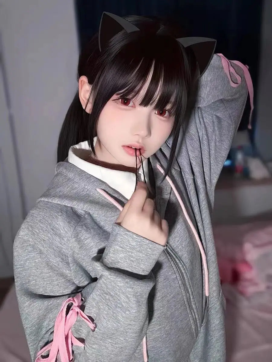Kawaii Sweet Harajuku Hoodie Women Japanese Fashion Cute Cat