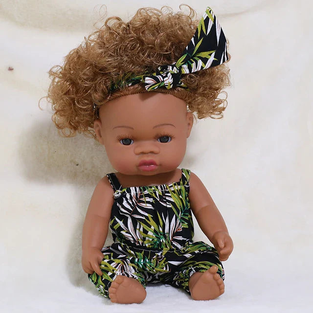 14inch Full Body Vinyl Bebe Reborn Dolls Soft Lifelike Baby Toys American Reborn Black Baby Doll Vinyl Baby Doll Toys Girls Boys