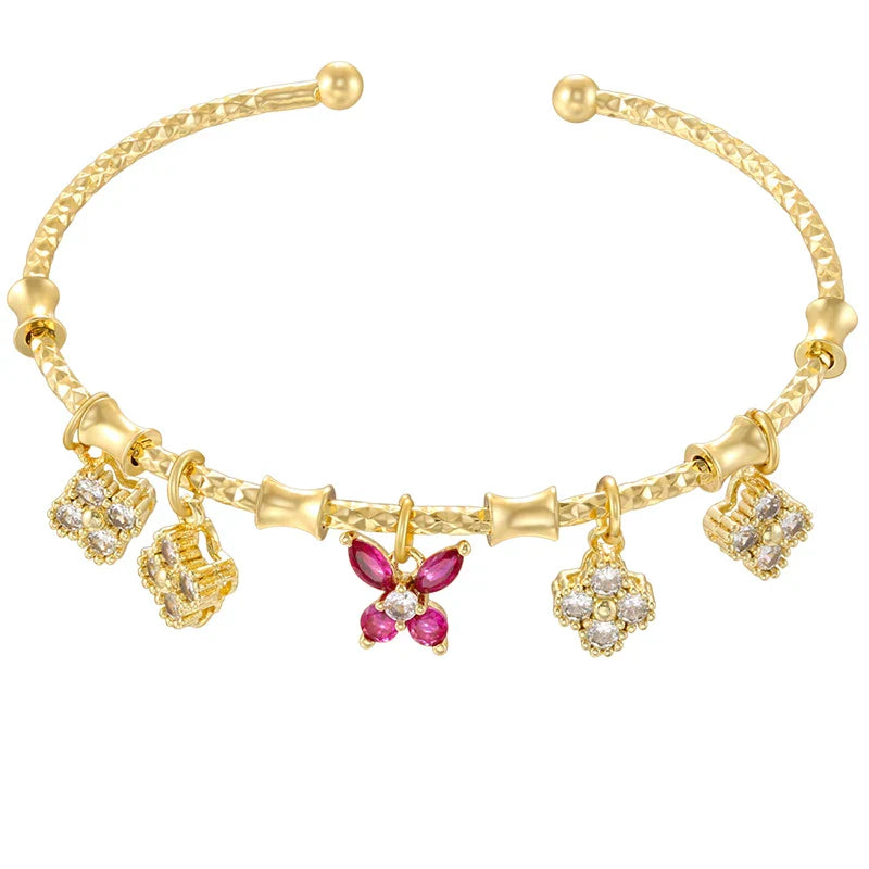 ZHUKOU candy charms bracelet for women Gold color romantic round charms bangles lady birthday gifts Man bracelet Jewelry VL338