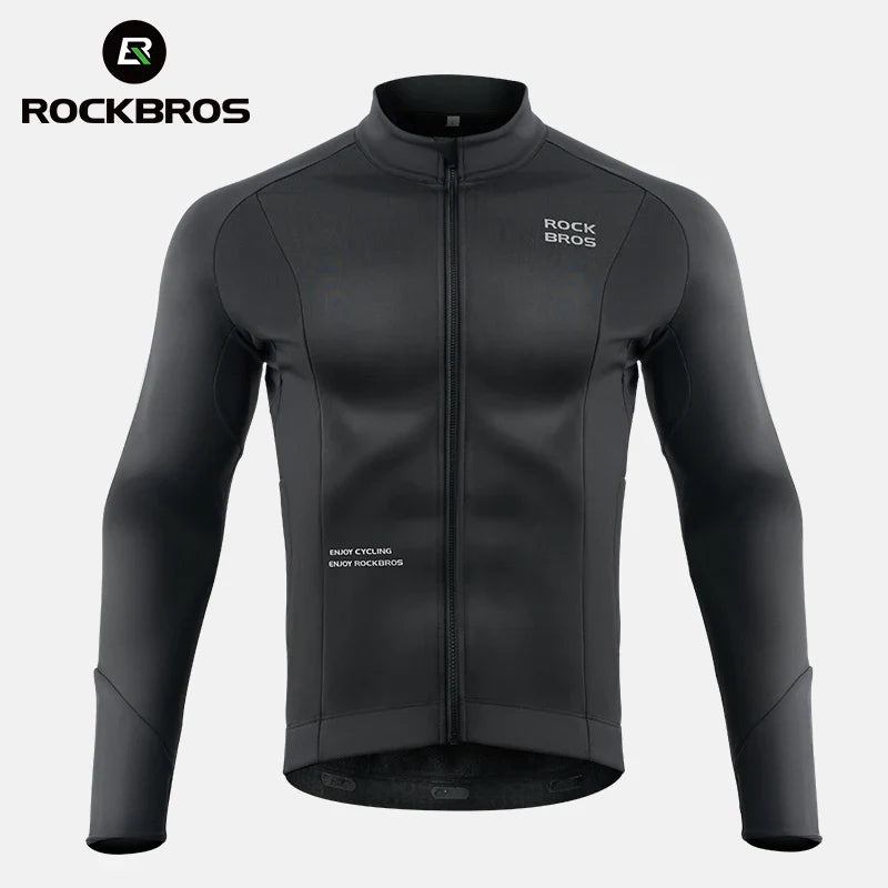 ROCKBROS Bicycle Jersey Fall/Winter Fleece Cycling Clothing Thermal Long Sleeve Cycling Clothing Warmer Windproof Sportswear