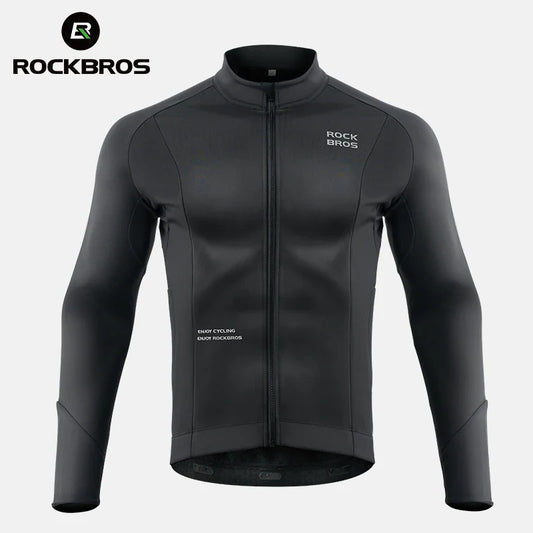 ROCKBROS Bicycle Jersey Fall/Winter Fleece Cycling Clothing Thermal Long Sleeve Cycling Clothing Warmer Windproof Sportswear