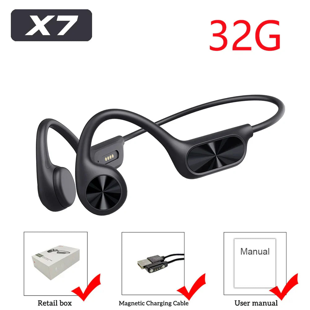 Swimming Earphone IPX8 Waterproof Bone Conduction Headphones MP3 Player Wireless Bluetooth 5.4 Headset LED Display With 32G RAM
