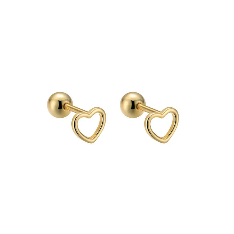 WANTME 925 Sterling Silver Fashion Simple Golden Flower Beads Small Stud Earrings for Women Teen Piercing Jewelry Accessories