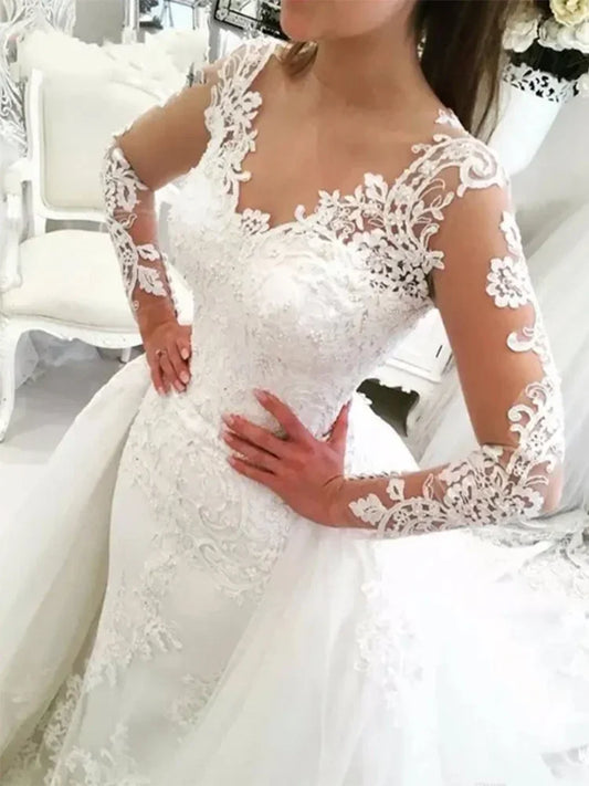 White Bridesmaid Dresses: Wedding Dresses Lace Applique Saudi Arabia Long Sleeve