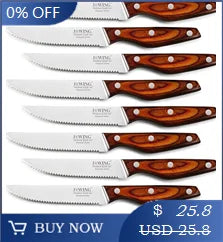 Table Knife Set  4/6/8Pcs Black Matte Comfort Handle Paring Knives German