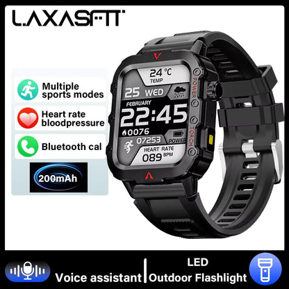 LAXASFIT Outdoor Sports Smart Watch Health Monitoring Voice Assistant Bluetooth Calling LED Flashlight 2025 NEW smartwatch