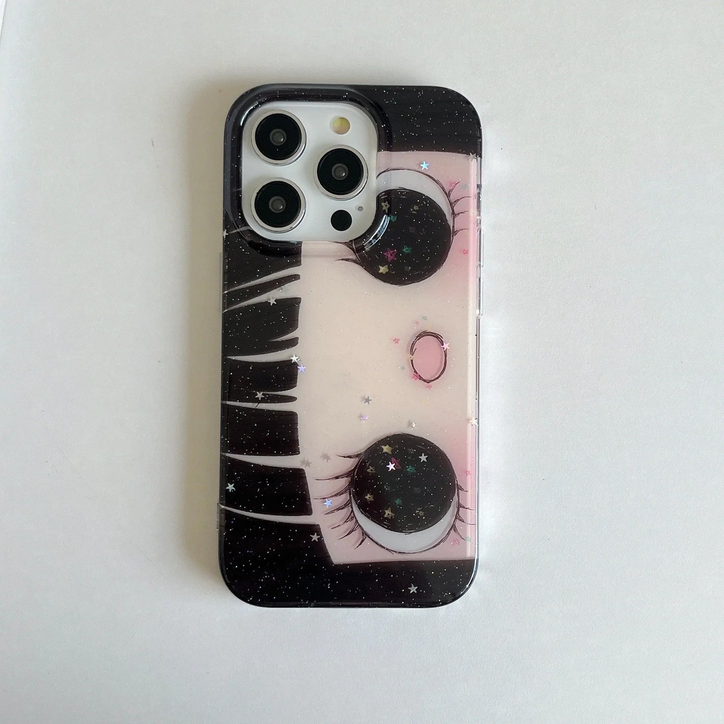 Dreamy INS Glittering Big Eyes Comic Girl Lovely Phone Case for iPhone 17 16 15 14 11 12 13 Pro Max Plus Back Cover