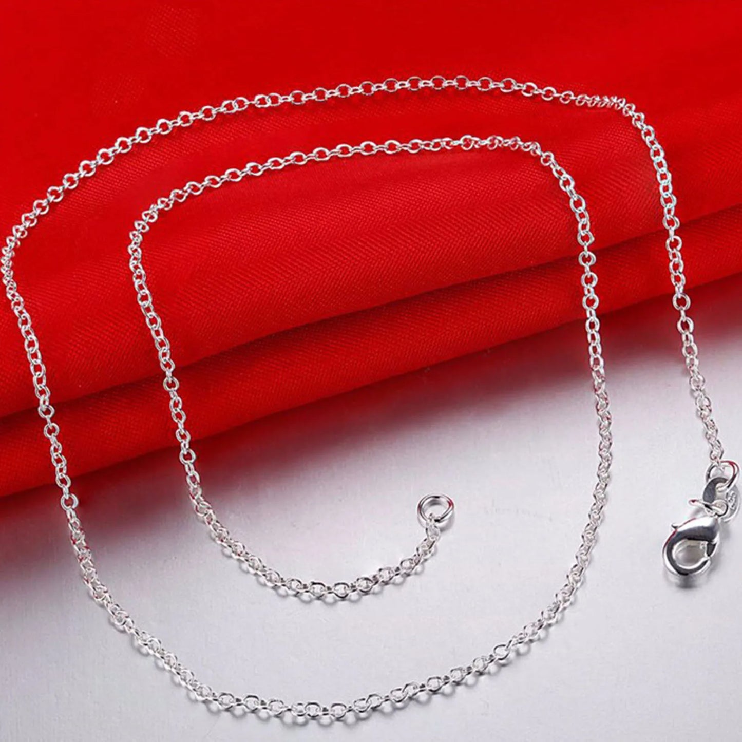 wholesale 5pcs/lot 925 Sterling Silver Chain necklace,Fashion Men/Women DIY Jewelry Rolo Chain 1mm Necklace 16 18 20 22 24"