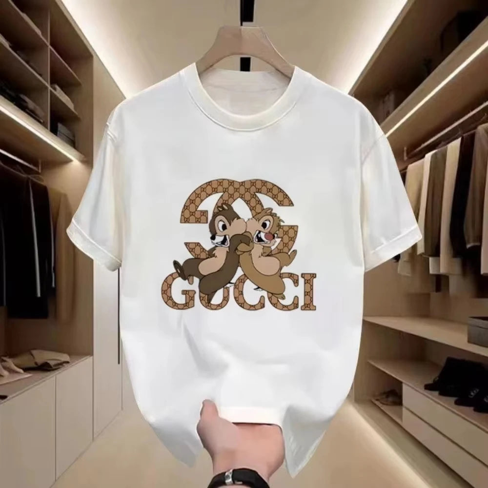 High Quality Pure Cotton Fashion Trend Crew Neck T-shirt Short Sleeve Summer New Versatile Luxury Printed Casual Top Ins