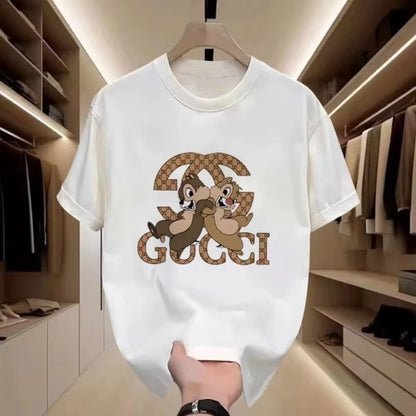 High Quality Pure Cotton Fashion Trend Crew Neck T-shirt Short Sleeve Summer New Versatile Luxury Printed Casual Top Ins