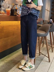 Y2k Spring And Autumn Large Size Denim Harem Pants Female