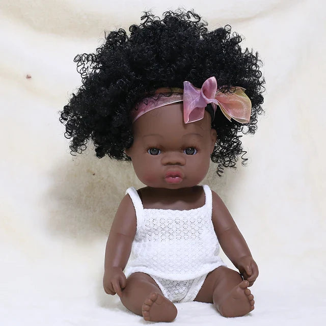 14inch Full Body Vinyl Bebe Reborn Dolls Soft Lifelike Baby Toys American Reborn Black Baby Doll Vinyl Baby Doll Toys Girls Boys