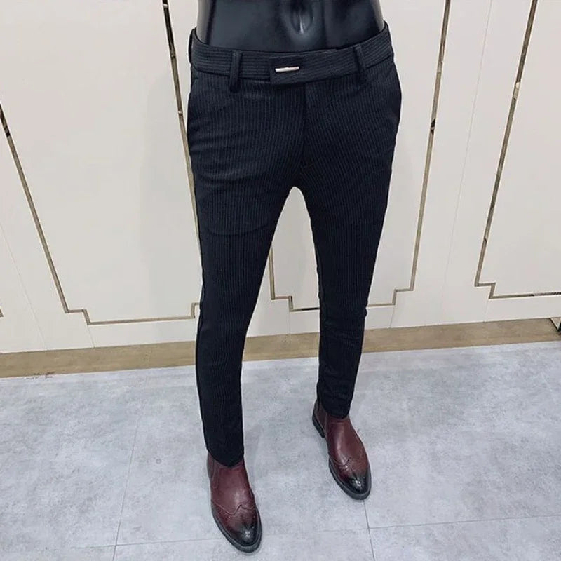 Trousers for Men Brown Slim Fit Man Suits Pants Tressed Suit