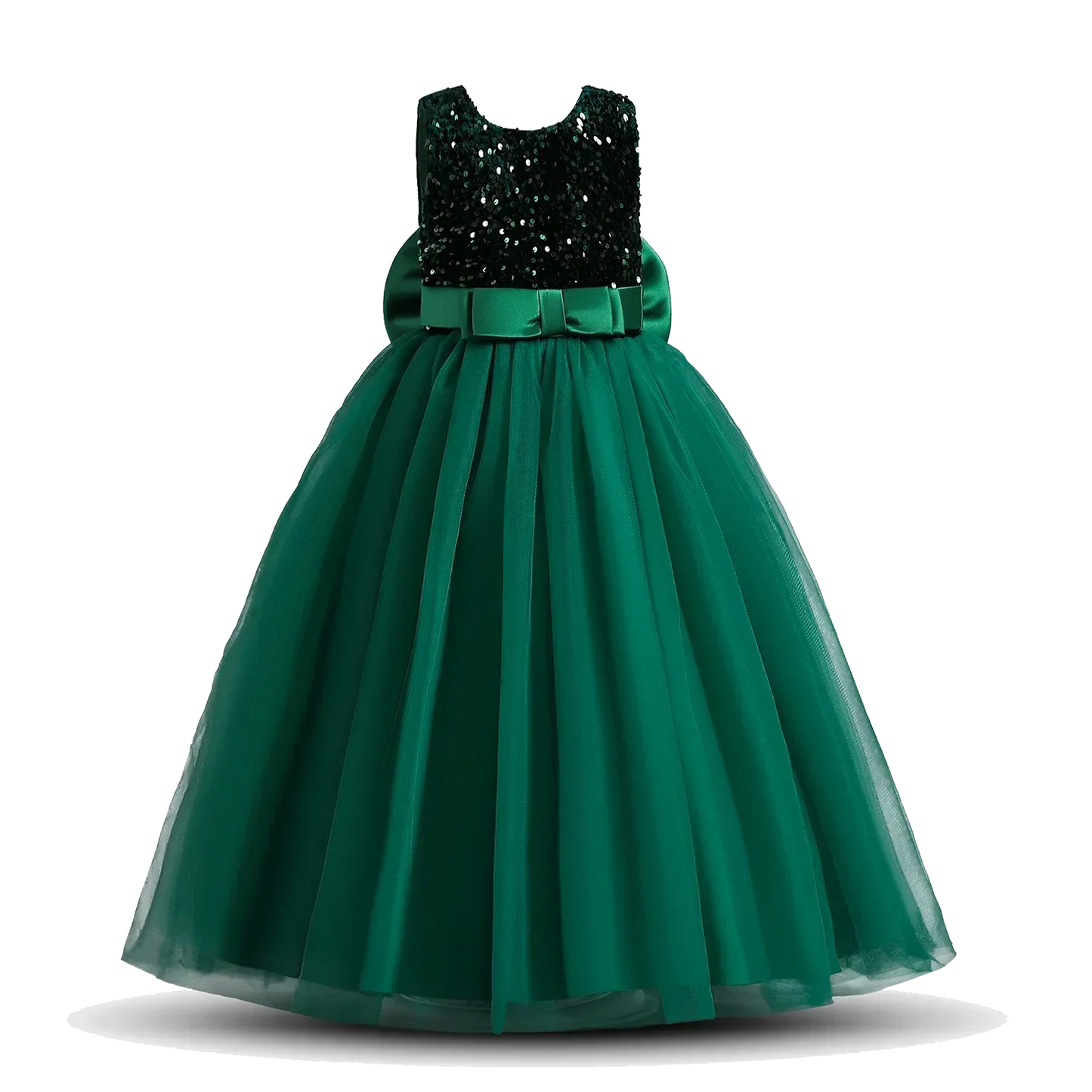 White Dress Long Sleeves Sequin Princess Pageant Birthday Party Dresses for First Communion Gown Flower Girl Dresses for Wedding