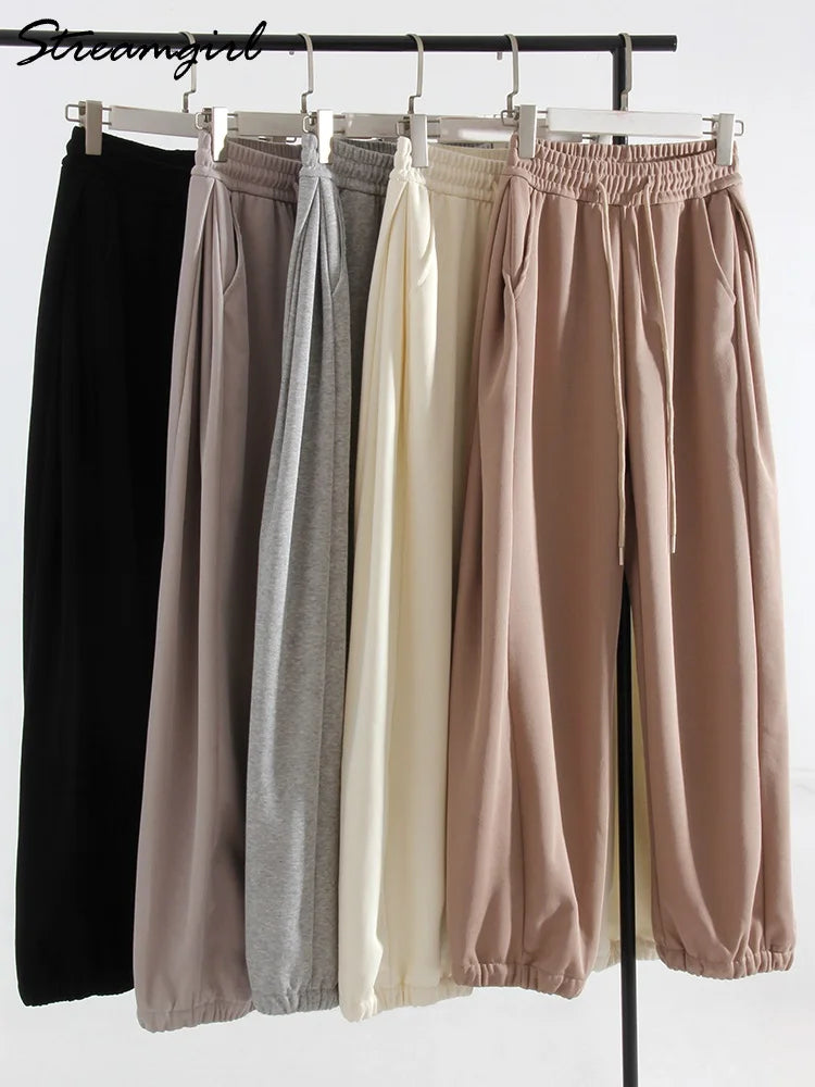 Winter Khaki Baggy Sweatpants For Women
