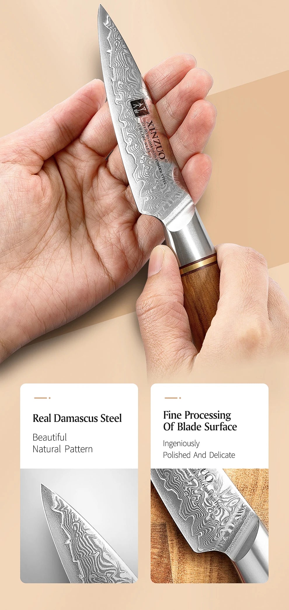 3.5'' in Paring Knife 73-layer Damascus Steel Damascus Steel Utility Knife