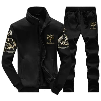 Wolf Czuadlte2024New Winter Men's Sports Set Casual Pants Hooded Sweater Youth Large Plus Plush Thickened Cardigan Two Piece Set