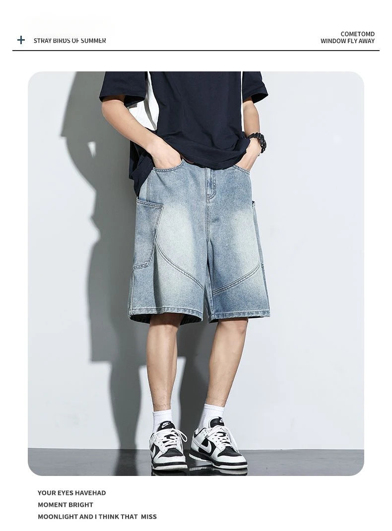 Baggy Denim Shorts Fashion Casual Straight Harajuku Jeans