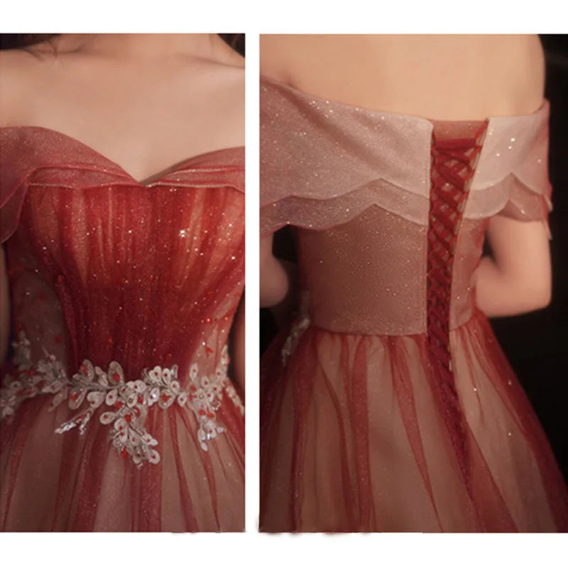 Homecoming Dresses: Sparkling Temperament Wine Red Gradually Changing Maxi Dress