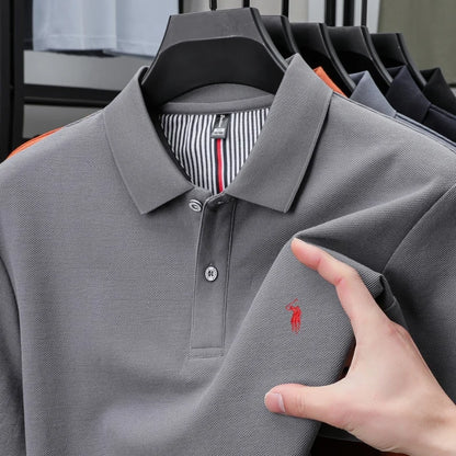 100% pure cotton men's breathable short sleeve T-shirt high-end luxury brand embroidered loose casual summer business polo shirt