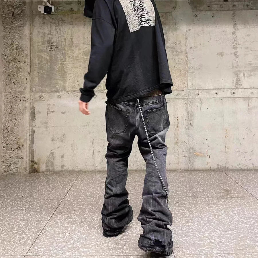 Harajuku Washed Vintage Straight Wide Leg Denim Pants Men and Women