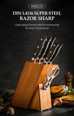 7PCS Kitchen Knife Set Forged German 1.4116 Stainless Steel Sharp Chef