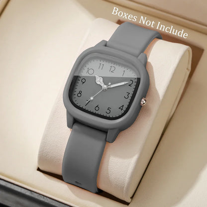 1/10PCS Fashion Square Women Watches Casual Silicone Band Quartz Wristwatch for Girls Clock Reloj Mujer（Without Box）