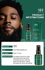 Biotin Beard Oil For Men Natural Beard Hair Growth Essential Oil Tea Tree Beard Regrowth Treatment Oil Man Beard Care