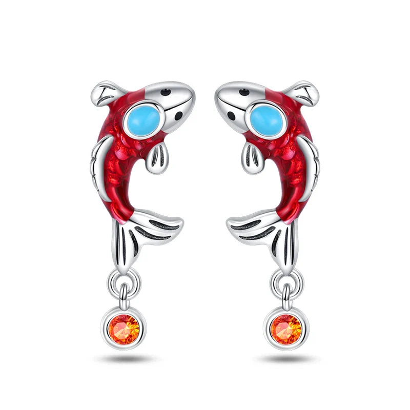 Earrings For Womens 925 Silver Color Pink Rainbow Horse Bear Bee Double Hoop Earrings Fine Engagement Anniversary Jewelry Gifts