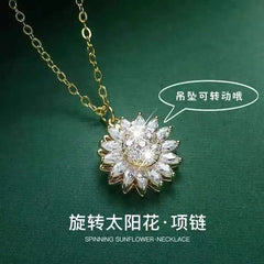 Retro Charm Sunflower Smart Necklace Women's Fashion Rotating Sunflower Small Fresh