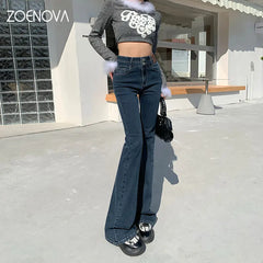 Y2K 2023 Beautiful Bell Bottoms Xshape Women Full Length Jeans