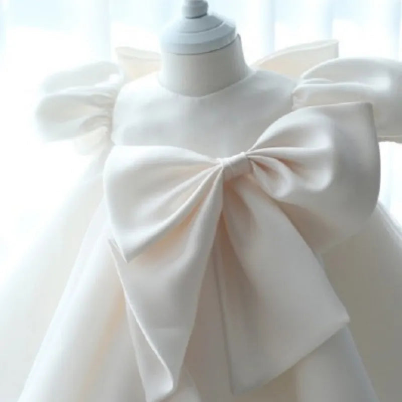 Baby Girl Princess Silk Tutu Dress Puff Sleeve Child Vintage Vestido Party Pageant