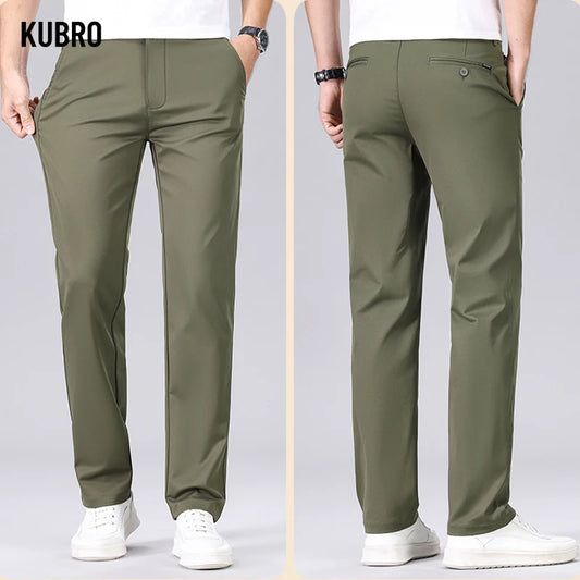 Fashion Business Casual Suit Pants Male Elegant Slim Elastic Straight Office Trousers