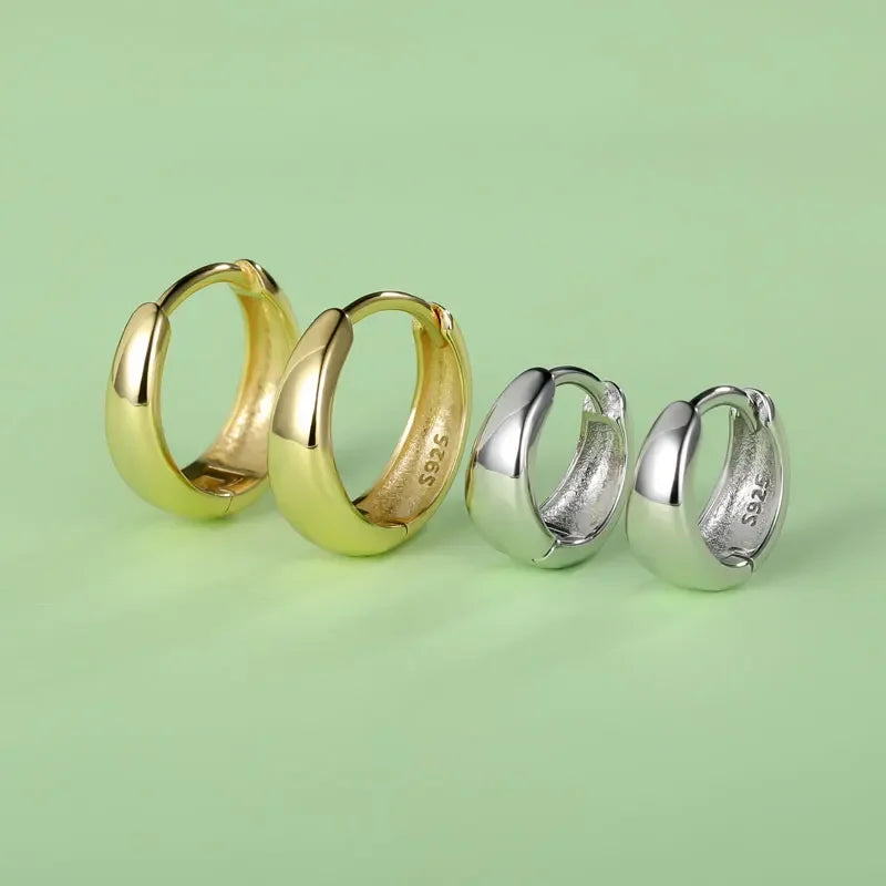 TrustDavis Real 925 Sterling Silve Fashion Inside Diameter 6 7 8 9 10mm Hoop Earrings For Women Men Personality Jewelry DG0132