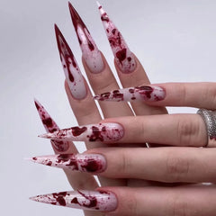 Fashionable Holiday Atmosphere Classic Press on Nails Red Halloween Design