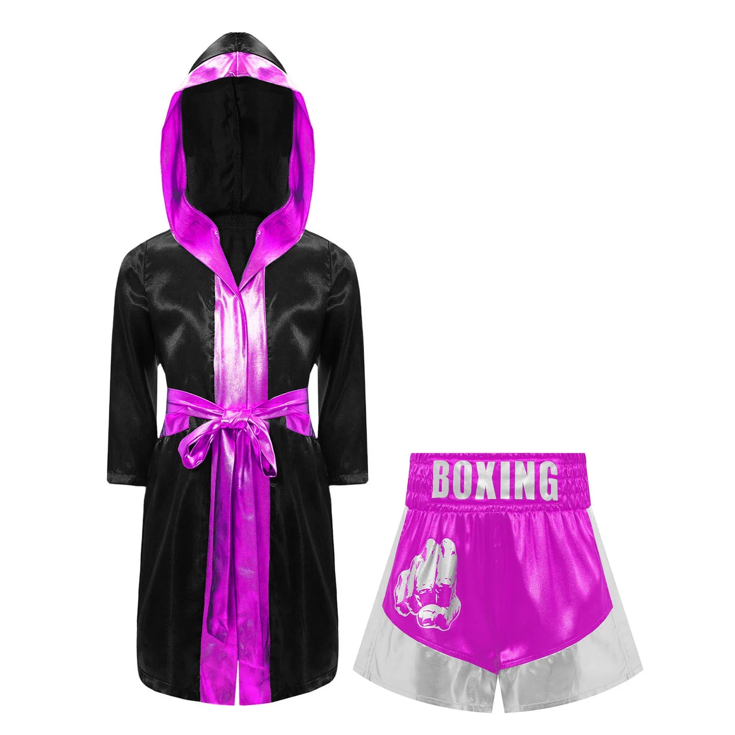 Muay Thai Outfit for Boys Girls Children Clothes Sets Boxing Outfit Satin Fighting Training Cosutmes Kids Boxer Robes suits