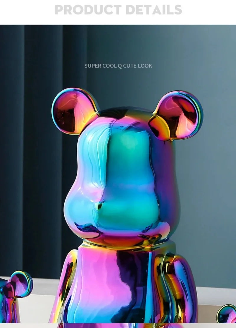 28cm Aesthetic Bear Figure Ceramics Plating Violent Bear Statue Animal Figurine Sculpture Luxury Living Room Decoration Ornament
